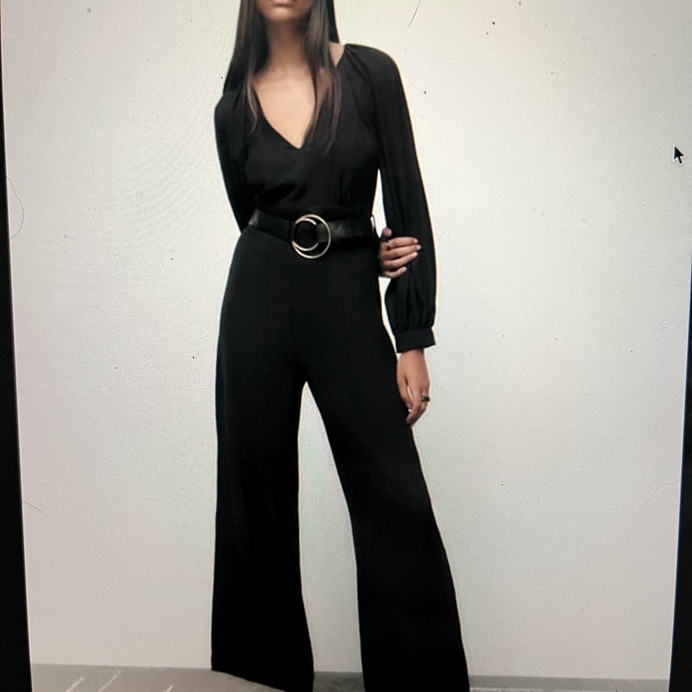 Zara long belted jumpsuit black small